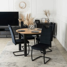 Krzesło Tapicerowane LOPEZ Czarne Na Płozach Welurowe Nowoczesne