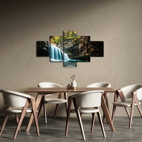 Obraz leśnego wodospadu (125x70 cm)