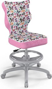 Młodzieżowe krzesło do biurka Petit Grey rozmiar 6 (159-188 cm) z podnóżkiem i wzorami