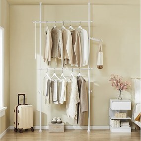 SoBuy Regulowany Wieszak Stojący Biały 27x76.99x103cm Funkcjonalny FRG109-II-W