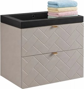 Beżowa szafka pod umywalkę z szufladami 60 cm kaszmir H2-C85