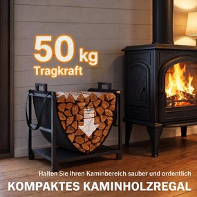 Outsunny Stojak na drewno 47,5 x 33 x 44cm podwyższony regał na drewno z płócienną torbą do 50 kg do wnętrz i na zewnątrz | Aosom PL