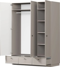 Szafa Lorini 150 cm z półkami - kaszmir / czarne uchwyty T-bar