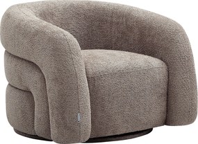 Obrotowy fotel tapicerowany z tkaniny z bukli w kolorze taupe LAPIOTA od Maison Céphy