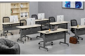 Mobilny stół PRIMO MOBI, 1800 x 600 mm, podstawa biała, grafitowy