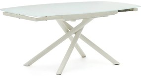 Biały rozkładany stół ze szklanym blatem 100x130 cm Yodalia – Kave Home