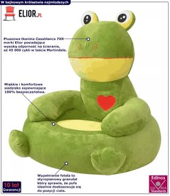 Zielony pluszowy fotel dziecięcy żaba - Almada
