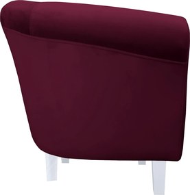 Fotel Milo tkanina Welur wygodny fotel tapicerowany do salonu i sypialni : Kolor nogi - Biała, Kolor tkaniny - VELVET - MG02, Wysokość nogi - 15 cm