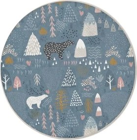 Niebieski dywan dziecięcy odpowiedni do prania ø150 cm Forest Land – Mila Home
