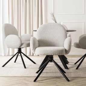 Krzesło Tapicerowane Obrotowe do Salonu MUSSO Szare Nowoczesne