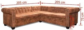Klasyczny narożnik chesterfield Origo - rudy