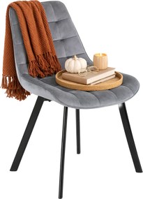 Szare tapicerowane pikowane krzesło z weluru K7-M85