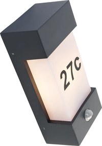 Lampa ścienna zewnętrzna ciemnoszara IP44 z czujnikiem ruchu - Tide