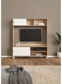Biało-naturalny zestaw pod TV w dekorze dębu 159x181x48 cm Ikast – Tvilum