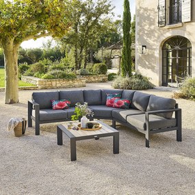 Narożny zestaw aluminiowy VANCOUVER dla 5 osób (antracyt)