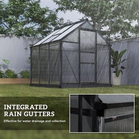 Outsunny Szklarnia Aluminium 3,65m² 190x192x201cm z Fundamentem, Otwieranym Dachem, Drzwiami Przesuwnymi, Panele 4 mm, UV-Ochrona | Aosom PL