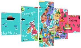 Obraz - Dziecięca mapa Europy (125x70 cm)