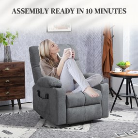 HOMCOM Fotel dla seniora z funkcją leżenia i pilotem szary 144 cm x 91 cm x 88 cm idealny do pomocy przy wstawaniu | Aosom PL