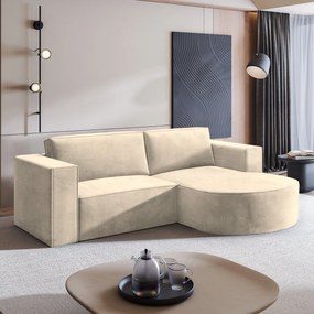 Masseno Narożnik SORELA z funkcją spania i pojemnikiem na pościel Narozniki L, Rozkładana sofa - Kremowy, MONOLITH 04