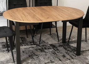 Okrągły stół rozkładany Hudson 102-222 cm w kolorze dąb craft / czarny, blat płyta laminowana, nogi MDF