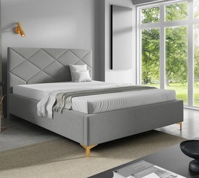 Jasnoszare łóżko welurowe z pojemnikiem 4 rozmiary P2-S67