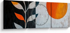Obraz - Abstrakcja rośliny i słońca (z zegarem) (90x30 cm)
