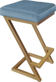 Hoker ZETA krzesło barowe tkanina Welur podstawa metalowa LOFT : Kolor Stelaża - Złoty, Kolor tkaniny - VELVET - MG33