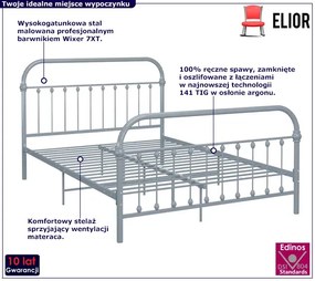 Szare metalowe łóżko w stylu industrialnym 180x200 cm Zipro 3X