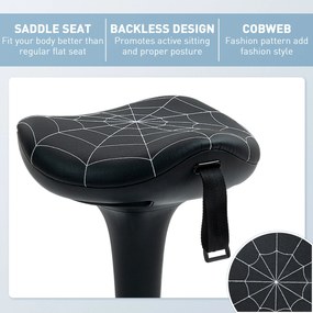 Vinsetto Stołek biurowy z funkcją obrotową, ergonomiczny stołek, regulowana wysokość 65,5-83,5 cm, 120° odchylany, czarny | Aosom PL