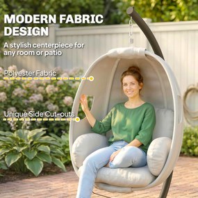 Outsunny Wiszący Fotel z Ramą, Składany Kosz z Grubymi Poduszkami, Regulowana Wysokość, Pas Bezpieczeństwa, do 120 kg | Aosom PL