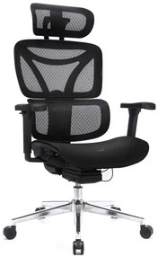 Ergonomiczny Fotel Czarny Biurowy Z Zagłówkiem I Blokadą Odchylania L0-G67