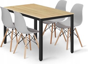 Zestaw stołowy Valora ROVA dąb jasny 120x60 + 4 krzesła OSAKA szare