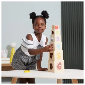 Viga drewniana piramidka układanka klocki sorter montessori