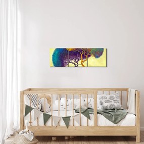 Obraz - Drzewa na wzgórzu (z zegarem) (90x30 cm)