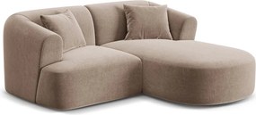 Jasnobrązowy aksamitny narożnik (prawostronny/z szezlongiem) Campi – Cosmopolitan Design