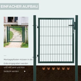 HOMCOM brama ogrodowa drzwi ogrodowe brama ogrodzeniowa brama podwórkowa wykonana ze stali klamka zamek i klucze 97 x 150 cm zielony zero