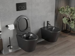 Mexen Rico miska wc Rimless z deską wolnoopadającą slim, duroplast, czarna mat - 30721085