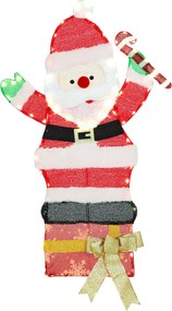 Outsunny Mikołaj LED 93 cm z 97 ciepłymi LED — stalowy stelaż, do wnętrz i na zewnątrz