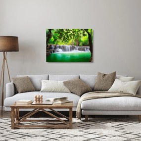 Obraz na szkle wodospadu w Kanchanaburi, Tajlandia (70x50 cm)