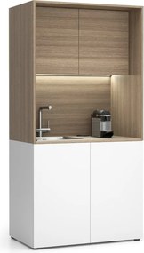 Kuchnia biurowa NIKA ze zlewem i kranem 1000 x 600 x 2000 mm, dąb naturalny, lewo