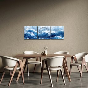 Obraz - Ilustracja przedstawiająca morze (z zegarem) (90x30 cm)