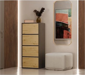 Komoda ALMA 4D | Antracyt/ Dąb Artisan | 50x40x119 cm | 4 Półki