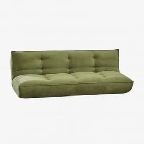 Sofa Rozkładana 3-osobowa Tapicerowana Mati Tkanina W Kolorze Intensywnej Zieleni Oliwkowej - Sklum