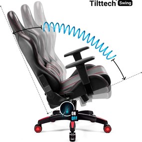 Fotel gamingowy młodzieżowy Diablo X-One 2.0 Small Size, kolor czarno-czerwony