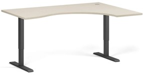 Ergonomiczne biurko z regulacją wysokości, 160x120 cm, 2 silniki, L/P, czarna podstawa, brzoza