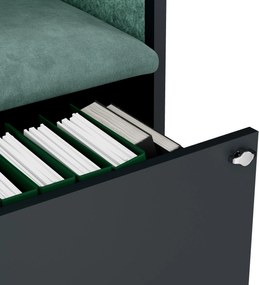 Kabina akustyczna SALLY MentalBox 600 mm – antracytowy korpus, zielone siedzisko