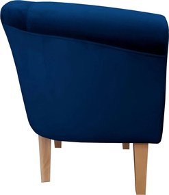 Fotel Milo tkanina Welur wygodny fotel tapicerowany do salonu i sypialni : Kolor nogi - Drewno, Kolor tkaniny - VELVET - MG16, Wysokość nogi - 20 cm