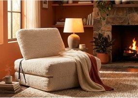 Biały rozkładany fotel z materiału bouclé Faster – Mauro Ferretti