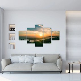 Obraz wschodu słońca nad morzem (125x70 cm)