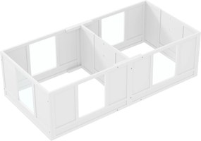 PawHut Skrzynia dla Szczeniąt, z Wodoodpornym i Możliwym do Prania Legowiskiem, Przezroczystymi Panelami, Projektem Dwuizbowym, dla Małych Psów